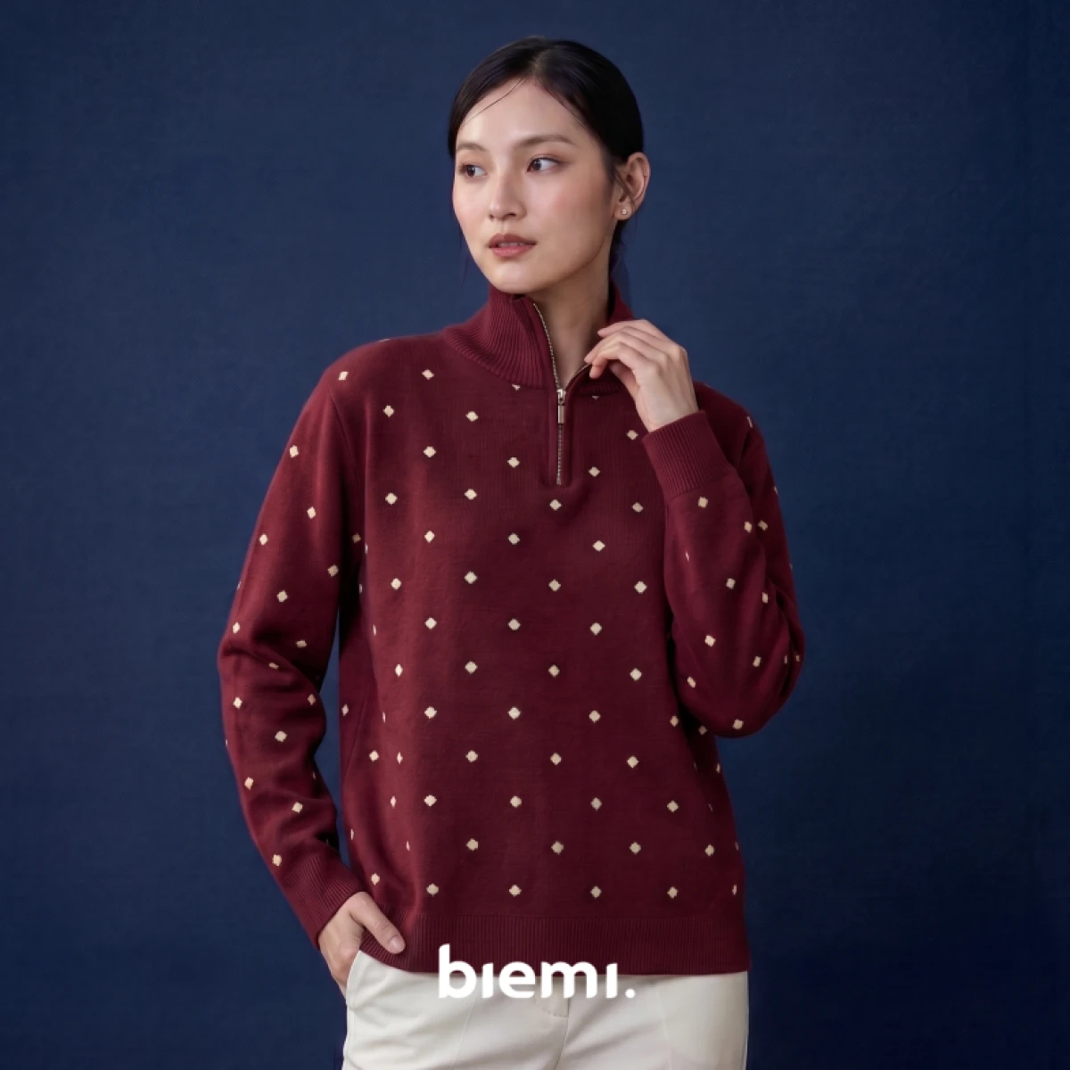 Polka Zip Sweater