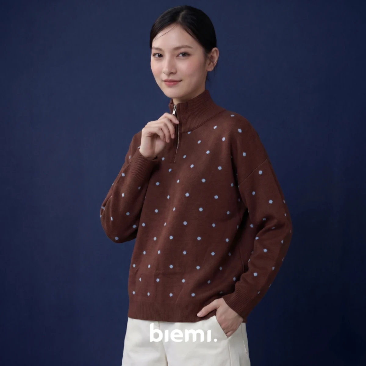 Polka Zip Sweater